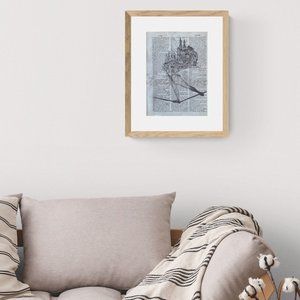 Original Art Print on Vintage Dictionary Page